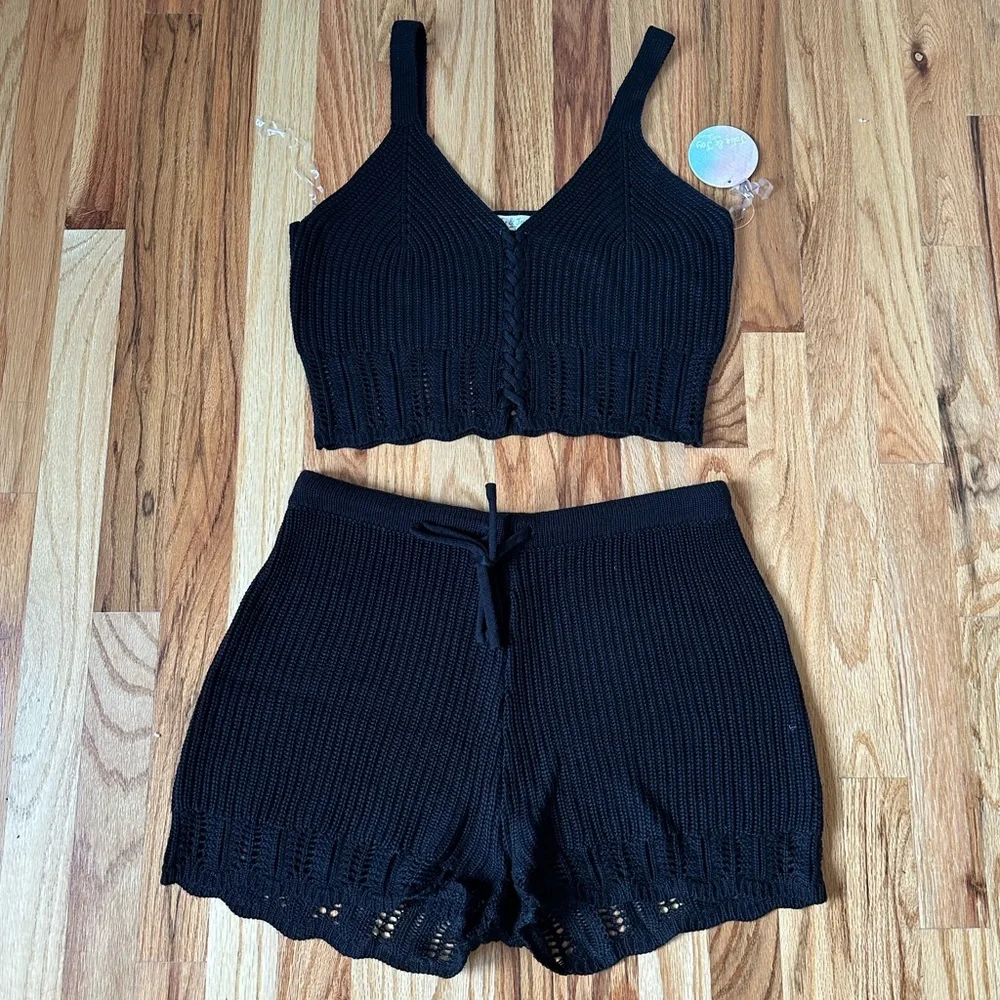 Two Pice Summer Knit Set with Shorts & Top